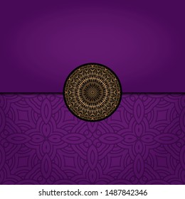 Vector mandala floral background for greeting invitation card, design element. Place for text. 