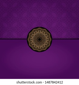 Vector mandala floral background for greeting invitation card, design element. Place for text. 