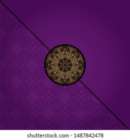 Vector mandala floral background for greeting invitation card, design element. Place for text. 