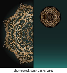 Vector mandala floral background for greeting invitation card, design element. Place for text. 