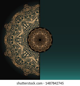 Vector mandala floral background for greeting invitation card, design element. Place for text. 