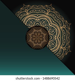 Vector mandala floral background for greeting invitation card, design element. Place for text. 