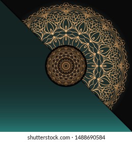 Vector mandala floral background for greeting invitation card, design element. Place for text. 