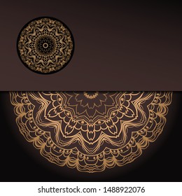Vector mandala floral background for greeting invitation card, design element. Place for text. 