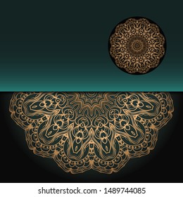 Vector mandala floral background for greeting invitation card, design element. Place for text. 