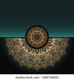 Vector mandala floral background for greeting invitation card, design element. Place for text. 