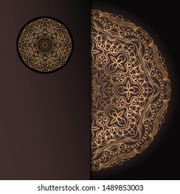 Vector mandala floral background for greeting invitation card, design element. Place for text. 