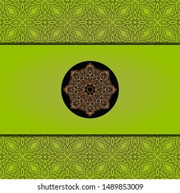 Vector mandala floral background for greeting invitation card, design element. Place for text. 
