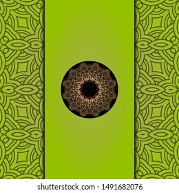 Vector mandala floral background for greeting invitation card, design element. Place for text. 