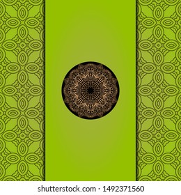 Vector mandala floral background for greeting invitation card, design element. Place for text. 