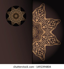 Vector mandala floral background for greeting invitation card, design element. Place for text. 