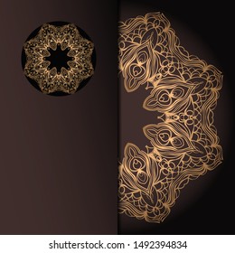 Vector mandala floral background for greeting invitation card, design element. Place for text. 