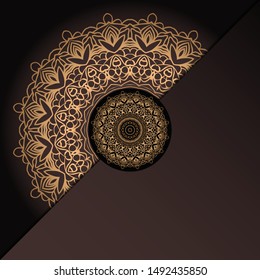 Vector mandala floral background for greeting invitation card, design element. Place for text. 