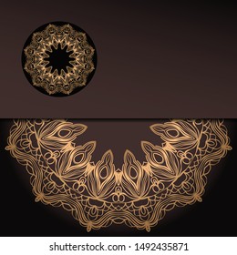 Vector mandala floral background for greeting invitation card, design element. Place for text. 