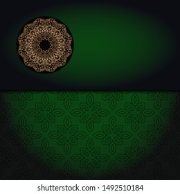Vector mandala floral background for greeting invitation card, design element. Place for text. 