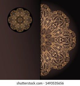 Vector mandala floral background for greeting invitation card, design element. Place for text. 