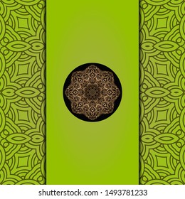 Vector mandala floral background for greeting invitation card, design element. Place for text. 