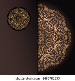 Vector mandala floral background for greeting invitation card, design element. Place for text. 