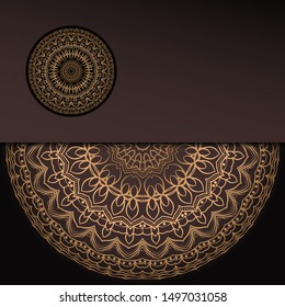 Vector mandala floral background for greeting invitation card, design element. Place for text. 