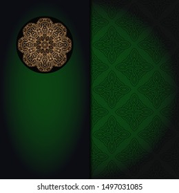 Vector mandala floral background for greeting invitation card, design element. Place for text. 