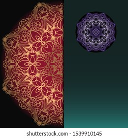 Vector mandala floral background for greeting invitation card, design element. 