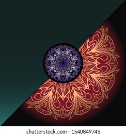 Vector mandala floral background for greeting invitation card, design element. 