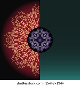 Vector mandala floral background for greeting invitation card, design element. 