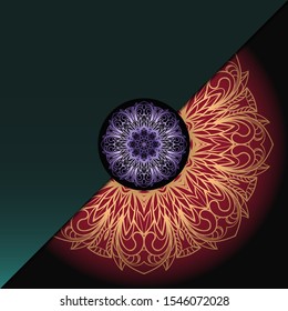 Vector mandala floral background for greeting invitation card, design element. 
