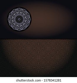 Vector mandala floral background for greeting invitation card, design element. Place for text. 