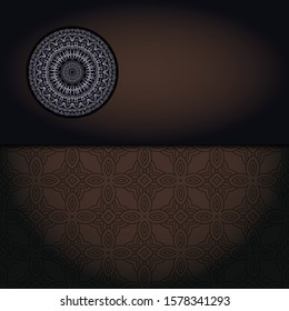Vector mandala floral background for greeting invitation card, design element. Place for text. 