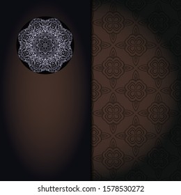 Vector mandala floral background for greeting invitation card, design element. Place for text. 