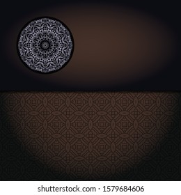 Vector mandala floral background for greeting invitation card, design element. Place for text. 