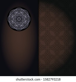 Vector mandala floral background for greeting invitation card, design element. Place for text. 