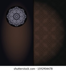 Vector mandala floral background for greeting invitation card, design element. Place for text. 