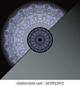 Vector mandala floral background for greeting invitation card, design element. Place for text. 