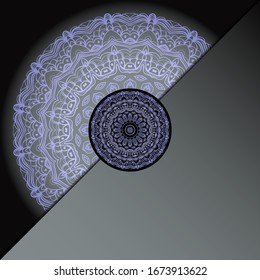 Vector mandala floral background for greeting invitation card, design element. Place for text. 