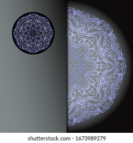 Vector mandala floral background for greeting invitation card, design element. Place for text. 