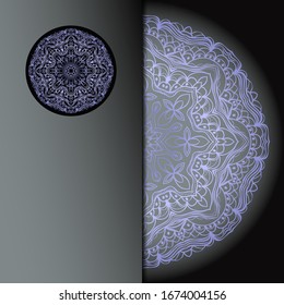 Vector mandala floral background for greeting invitation card, design element. Place for text. 
