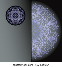Vector mandala floral background for greeting invitation card, design element. Place for text. 
