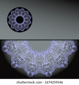 Vector mandala floral background for greeting invitation card, design element. Place for text. 