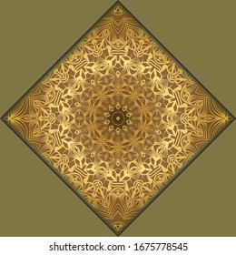 Vector mandala floral background for greeting invitation card, design element. Place for text. 
