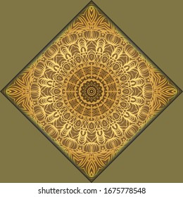 Vector mandala floral background for greeting invitation card, design element. Place for text. 