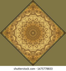 Vector mandala floral background for greeting invitation card, design element. Place for text. 