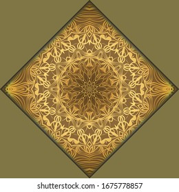 Vector mandala floral background for greeting invitation card, design element. Place for text. 