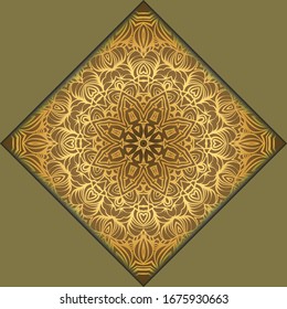 Vector mandala floral background for greeting invitation card, design element. Place for text. 