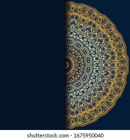 Vector mandala floral background for greeting invitation card, design element. Place for text. 