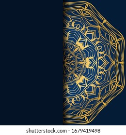 Vector mandala floral background for greeting invitation card, design element. Place for text. 
