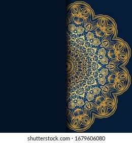Vector mandala floral background for greeting invitation card, design element. Place for text. 