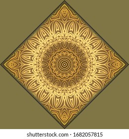 Vector mandala floral background for greeting invitation card, design element. Place for text. 