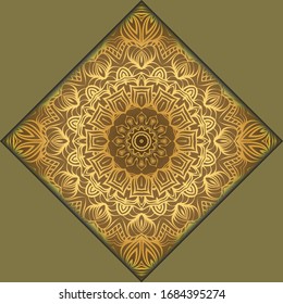 Vector mandala floral background for greeting invitation card, design element. Place for text. 